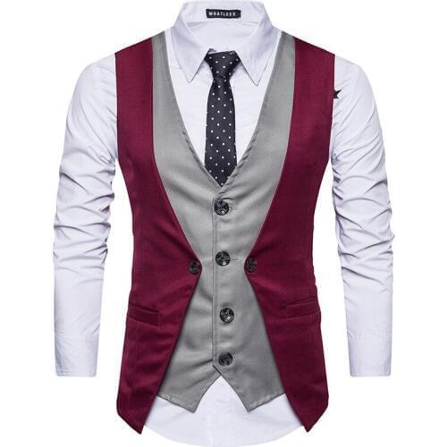 Men Clothes 2021 New Chalecos Para Hombre FashionFake Two Pieces Men Suit Vest Casual Brand Waistcoat Gilet Dress Vest Men