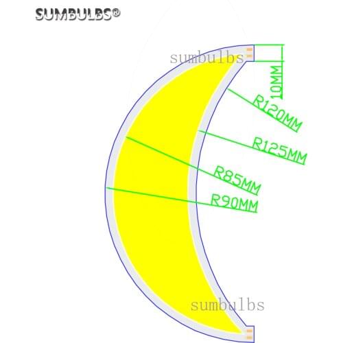 Customize 180MM 50W Moon shape COB Lamp LED Light DC 12-14V Warm Cold White Ultra Bright DIY COB Lighting panel Bulb