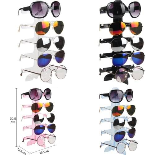 Jewelry Organizer Stand 5 Pair Plastic Sunglasses Eyeglass Glasses Frame Rack Display Shelf Stand Organizer Show Holder Rack