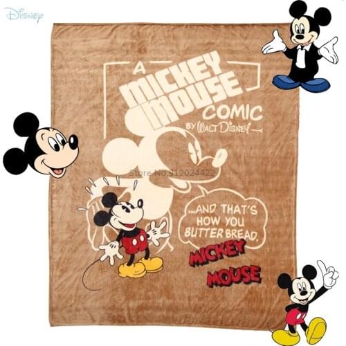 Popular Brown Disney Mickey Mouse Flannel Blanket for Boys Girls Kids Adults on Bed Sofa Minnie Mouse Throw Fleece Blanket Gifts