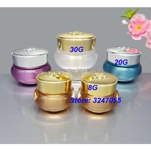 8g20g30g Empty Acrylic Cosmetic Cream Jar, Gold/Blue/White/Purple Elegant Beauty Eye cream Container, Portable Cosmetic Mask Pot