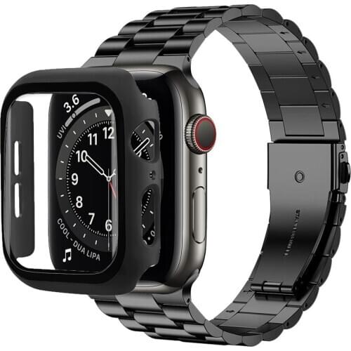 Strap + case for apple watch 6 5 4 SE band 44mm 40mm Ultra Thin strap + Tempered Glass Screen Protector for iwatch case correa