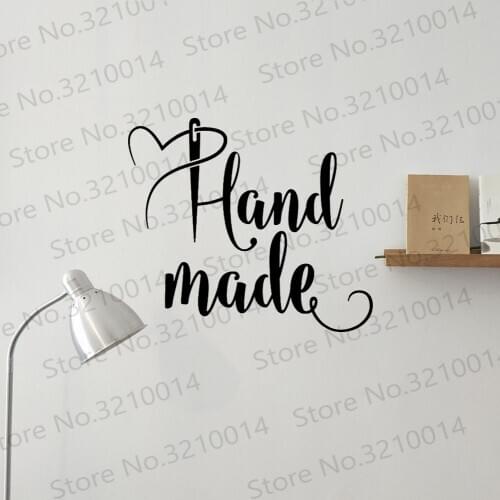 Hand Made Quote Sewing Wall Sticker Bedroom Nursery needlework Wall Decal Kids Room Vinyl Art|Wall Stickers PW883
