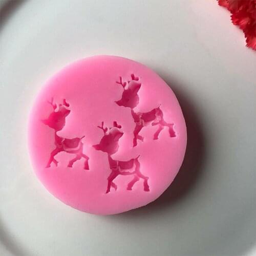 Sika Deer Silicone Mold Christmas DIY Cake Decorating Tools Cupcake Cookie Baking Molds Candy Gummy Chocolate Fondant Moulds