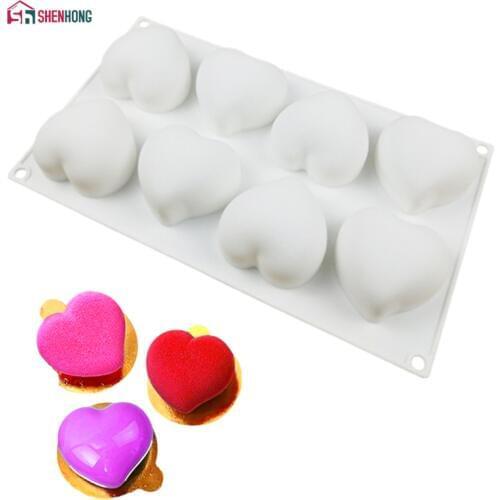 SHENHONG Lovely Heart Dessert Silicone Cake Mold For Baking Comma Meniscus Mould Mousse Pan Bakeware Chocolates Moule Pastry