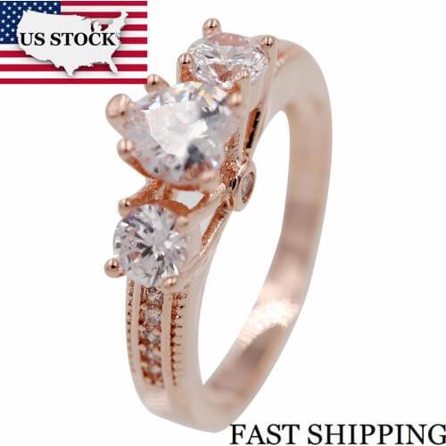 US STOCK 15% Off Uloveido Rose Gold Color Engagement Ring Female Wedding Rings for Women Charms Luxury Jewelry Anniversary Y139