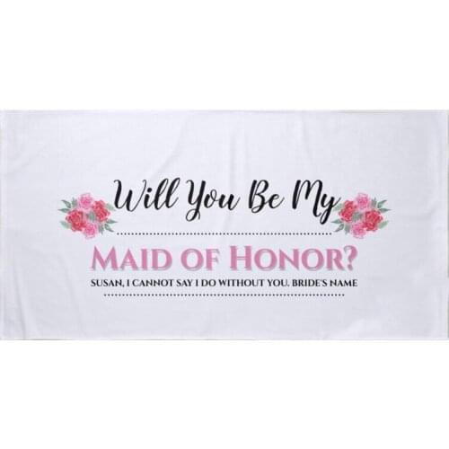 Stylish Personalised Bridal Party Gift Maid of Honor Watercolor Rose Floral Wedding Beach Travel Towel Custom Bridesmaid Towels