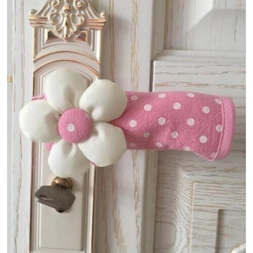 High Quality Pastoral Door Handle Cloth Cover Polka Dot Flower Door Handle Protective Case 100% Cotton Door Handle Cover