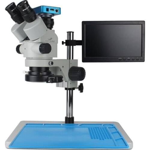 Full HD 3.5X-90X Trinocular Stereo Microscope with 0.5X 2.0X Auxiliary Objective Lens 38MP HDMI Digital Camera 10-inch Monitor