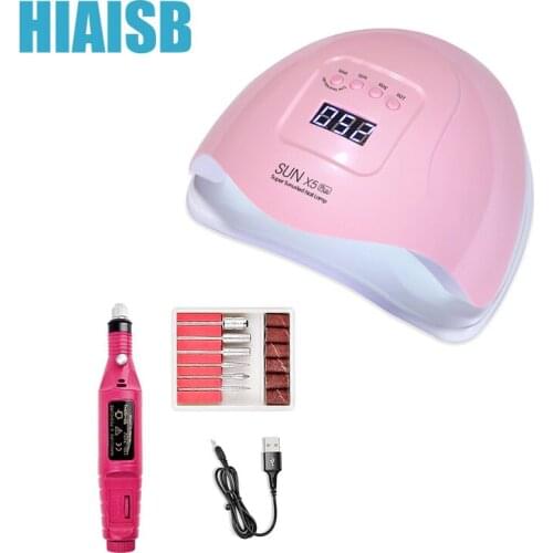 UV Gel Nail Lamp With Drill Bit Sanding Paper Rolls Polisher Set Professional Salon Tools Kit Nails 110W Led Dryer Machine