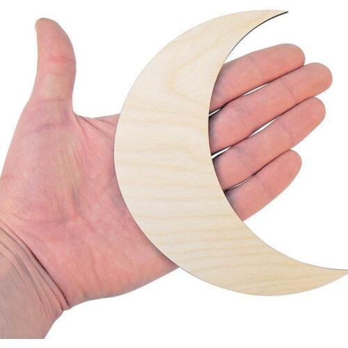 20pcs Wooden Moon (15cm) Shape Ornaments Craft Decoration Gift Decoupage Unpainted Laser Cut