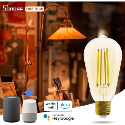 SONOFF B02-F Smart Wi-Fi Filament LED Bulb Vintage Style Energy Saving Light Dimmable Voice Control via Alexa Google Home