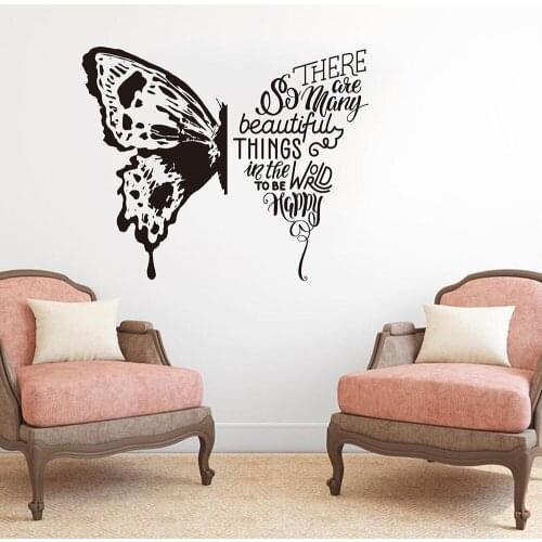 Inspirational Quote Wall Sticker There Are So Many Beautiful Thing So Happy Butterfly Decal Vinyl Nursery Kids Room Decor X542