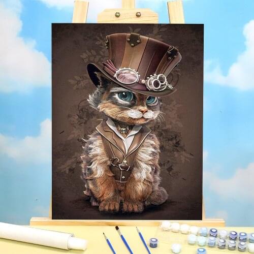 Animal Cat Painting By Numbers Kit Oil Paints 50*70 Oil Painting Loft Picture For Kids For Drawing Art