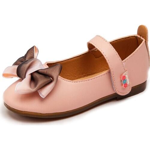 2020 New Princess Bow-Knot Autumn Flower Shoes Baby Girls Big Kids Dresses Leather Shoes Children Party Shoes 1 3 6 9 12 Years