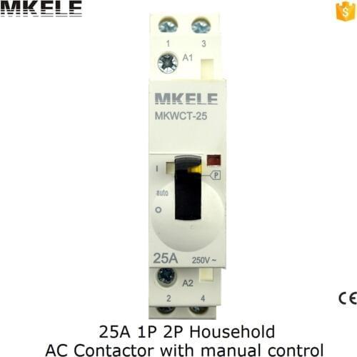 2P 2NO 25A 110V Din Rail Household AC Contactor With Manual Control MKWCT-25M