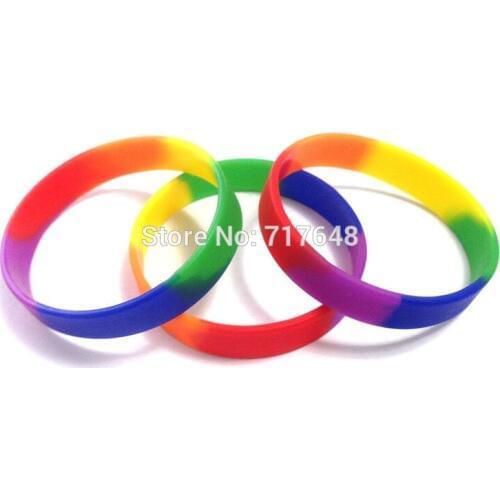 300pcs Segmented Gay Pride wristband silicone bracelets free shipping by FEDEX