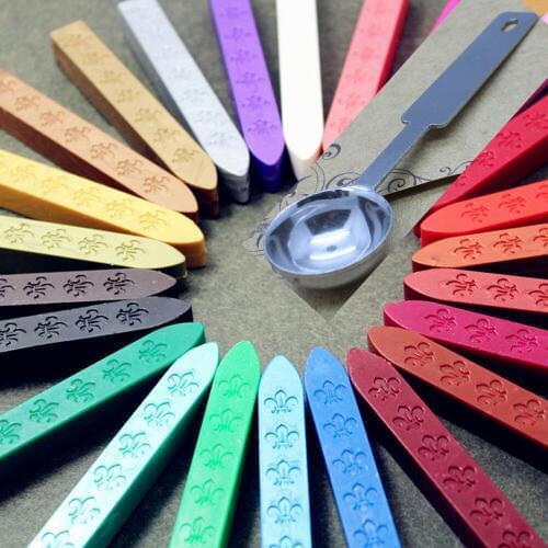 5pcs Sealing Wax+1pcs spoon Retro Seal Stamp Winered Vintage Wax Stick Vino tinto Sellado Sax palillo sello de la cera de Sellos