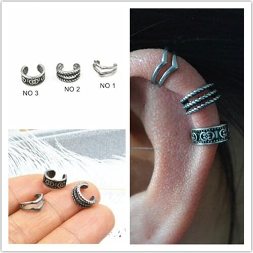 Lot 50pcs No Hole Earrings Men/Women Ear Studs/Earring Stainless Steel No Hole Clip on Hoop Ring PUNK EMO New