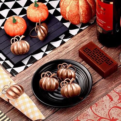 6pcs/set Pumpkin Napkin Ring Holders Pumpkin Dinner Tables Rings For Thanksgiving Weddings Halloween Dinner Parties