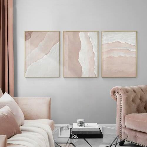 Abstract Landscape Poster and Print Modern Pink Desert Canvas Painting Scandinavian Wall Art Pictures for Living Room Home Decor