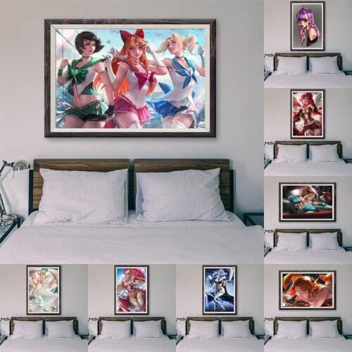 CH27 Anime Girl Cute Sexy Comic Pyrrha Purplee Princess Peach Custom Silk Poster Home Deco Wall Art Christmas Gift
