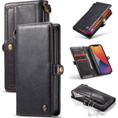 For Apple iPhone 12 11 Pro Max X XS XR XS Max 7 8 6 Original Case CaseMe Retro Flip Leather Magnetic Removable Wallet Case Cover