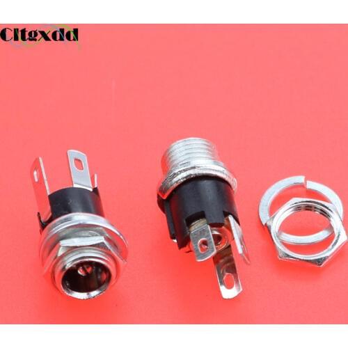 Cltgxdd 1PCS 5.5mm x 2.1mm DC Power Jack Socket Female Panel Mount Connector 5.5*2.1 MM Plug Adapter