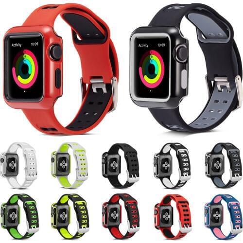 Breathable Soft Silicone Watch Band for Apple Watch Strap Wristband 42mm 38mm Watch Cover for iWatch Case