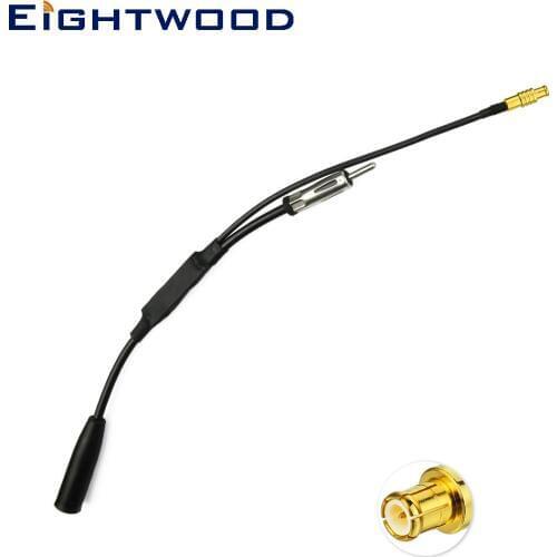 Eightwood Conversion Din Female to Din Male + MCX Male Converter Splitter 35cm Cable RG174 for Car Digital DAB+ AM FM Radio