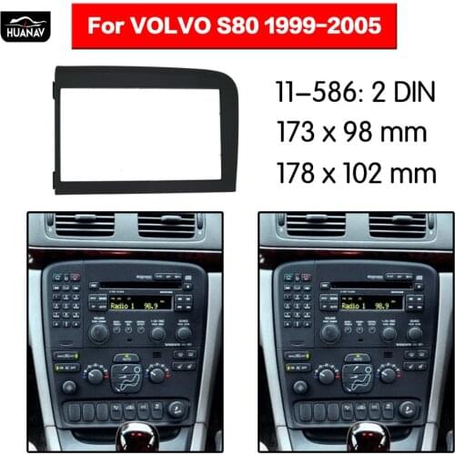 HUANAV Car Radio Fascia Car CD DVD fascia For 1999-2005 VOLVO S80 2DIN stereo Fascia Dash CD Trim Installation Frame Panel