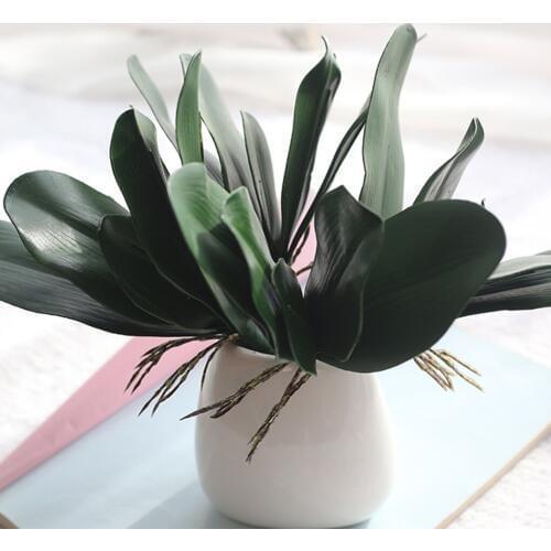2/4pcs Artificial Orchid Phalaenopsis Leaves Potted Plant Leaf Fake flowers Home Office Decorative