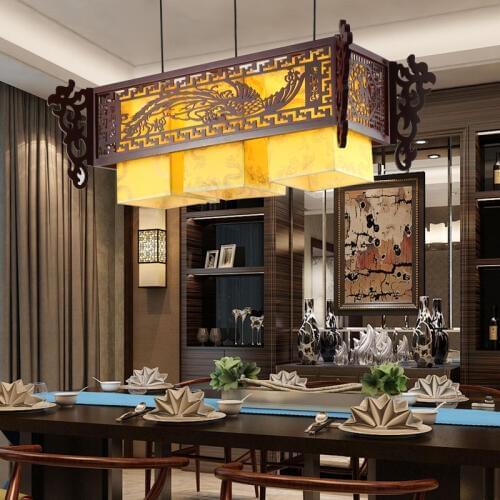 Chinese Solid wood pendant lamp living room sheepskin antique wooden pendant lights special LU620 ZL497