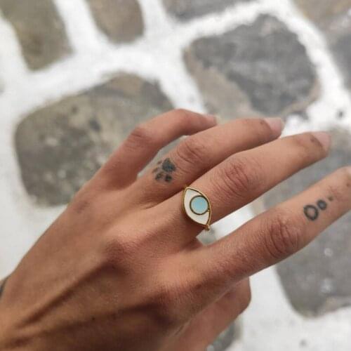 Devils eye ring, stand alone, sell blue eye ring, copper plating, real gold, return to ancient Greece