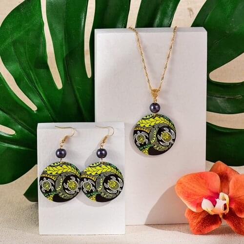 Hawaiian Fashion Polynesian Trendy Jewelry Sets Marshall Circular Turtles Earrings Necklaces Set Beach Wholesale for Women 2021