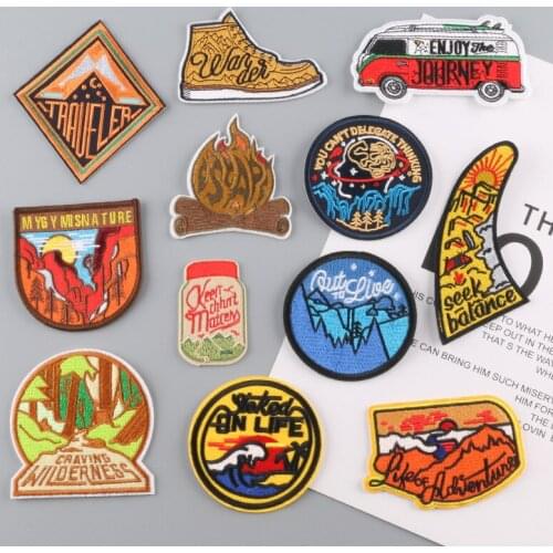 Round sun creative Patch for Clothing Iron on Embroidery Applique Cute Fabric Badge DIY phone case Apparel Accessories