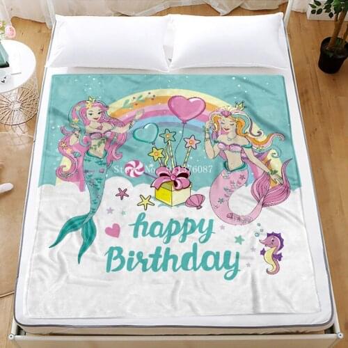 Cute Cartoon Mermaid Fleece blanket Warm Soft Comfortable Velvet Bedspread for Baby Girls Kids Crib Bed Beautiful Blanket Gifts