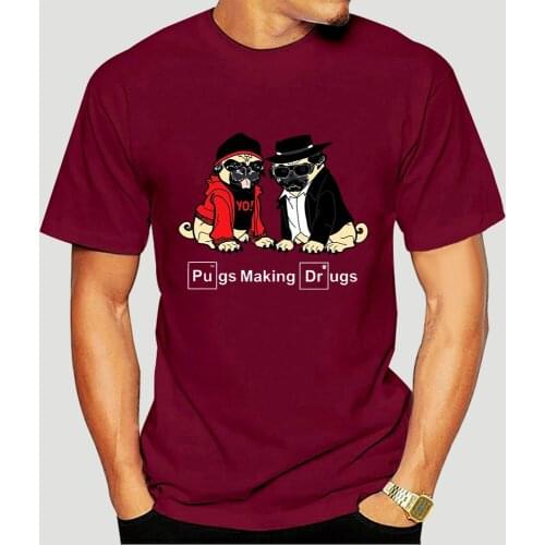 Mens Pugs Making Drugs Breaking Bad T Shirt Walter White Hank Heisenberg Tv Show 100% Short Sleeve Tees Printed T-Shirts-5492A