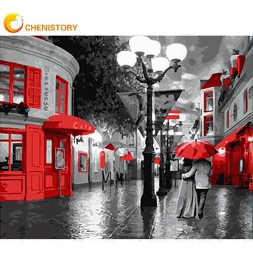 CHENISTORY Frame City Street DIY Painting By Numbers Modern Wall Art Picture By Number Acrylic Canvas By Numbers For Home Decors