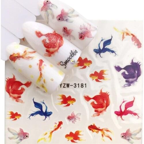 Nail Sticker Water Decals Cute Goldfish Fish Nail Art Decorations Accessories For Manicure Designs Watermark Stickers for Nails