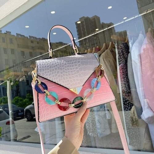 2021 New Fashion Shoulder Bag Gradient Color Crocodile Pattern Handbag Metal Flip Crossbody Bag Fashion Women Wallet And Handbag