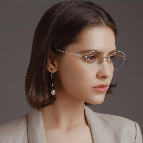 Titanium Glasses Frame Women Vintage Half Rim Eyeglasses Woman Optical Myopia Prescription Eyeglasses Frames Clear Eyewear Gafas