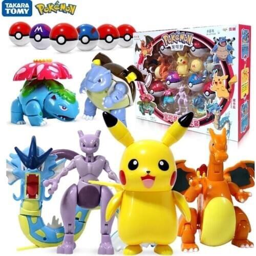 Genuine Pokemon Figure Elf Ball Model Pikachu Lunala Charizard Action Figure Model Pokemon Elf-ball Toy Set Kids Halloween Gift