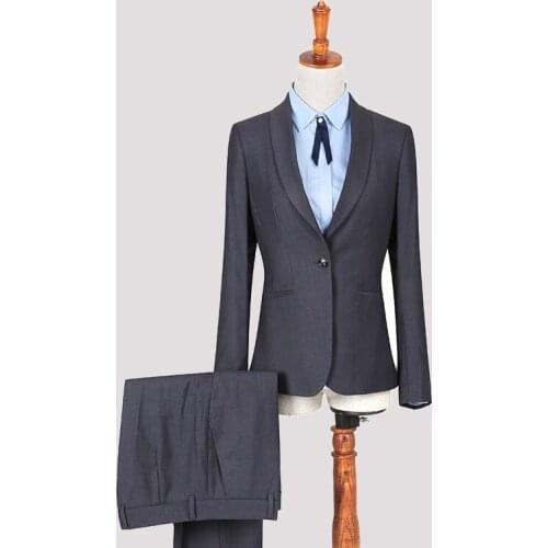 Professional womens suit temperament office interview formal work suit slim fit womens suit two pieces