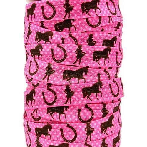 Q&N ribbon wholesale/OEM 5/8inch 16mm 161124005 cowgirl printed folded over elastic FOE 50yds/roll free shipping