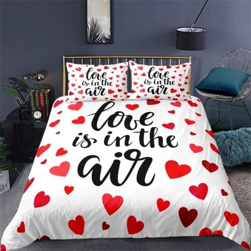 Luxury 3D Love Heart Print Home Living Comfortable Duvet Cover Pillowcase Kid Bedding Set Queen and King EU/US/AU/UK Size