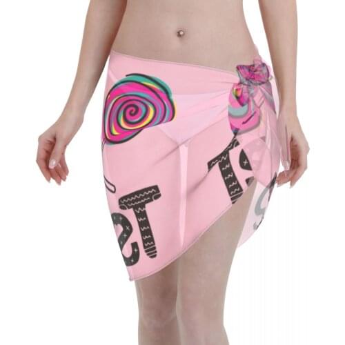 Sexy Women Beach Swimwear Pareo Scarf Cover Up Wrap Kaftan Sarong Beach Wear I Am So Sweet Lollipops Bikinis Cover-Ups Skirts