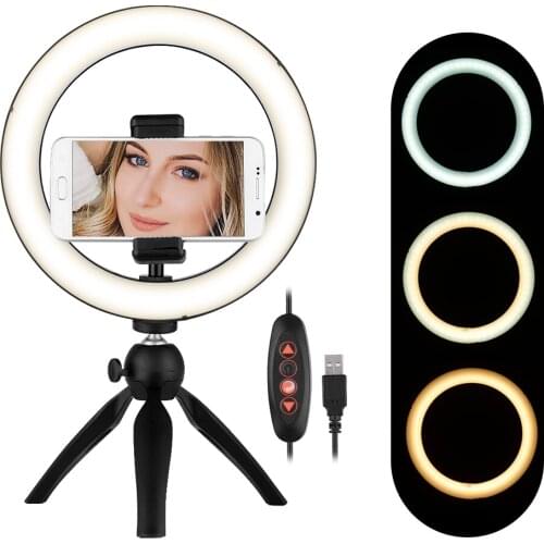 Photography LED Selfie Ring Light 120 Led Beads Dimmable Camera Phone Ring Lamp With Table Tripods For Makeup Video Live Studio