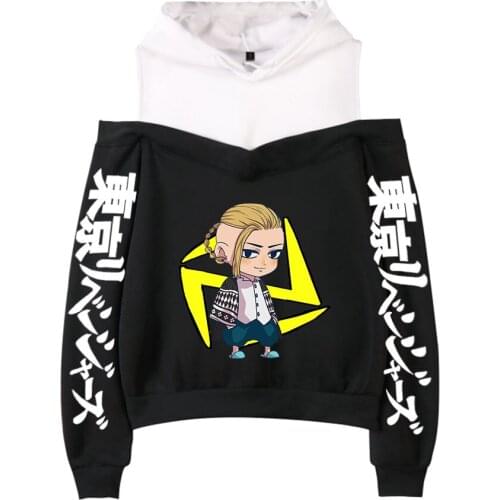 Tokyo Revengers Hoodies Spring Autumn Off-Shoulder Sweatshirt Fashion Costume Harajuku Women Hoodies Tracksuit Anime Clothes