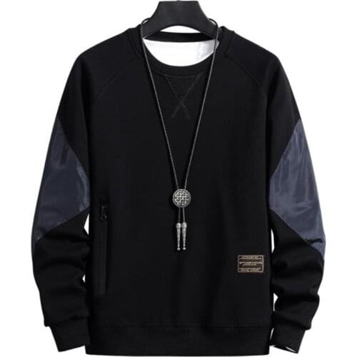 New Mens Sweatshirt Casual Fleece Warm Patchwork Color Men Hoodie Round Collar Thicken Male Sweatshirts Long Sleeve Fashion